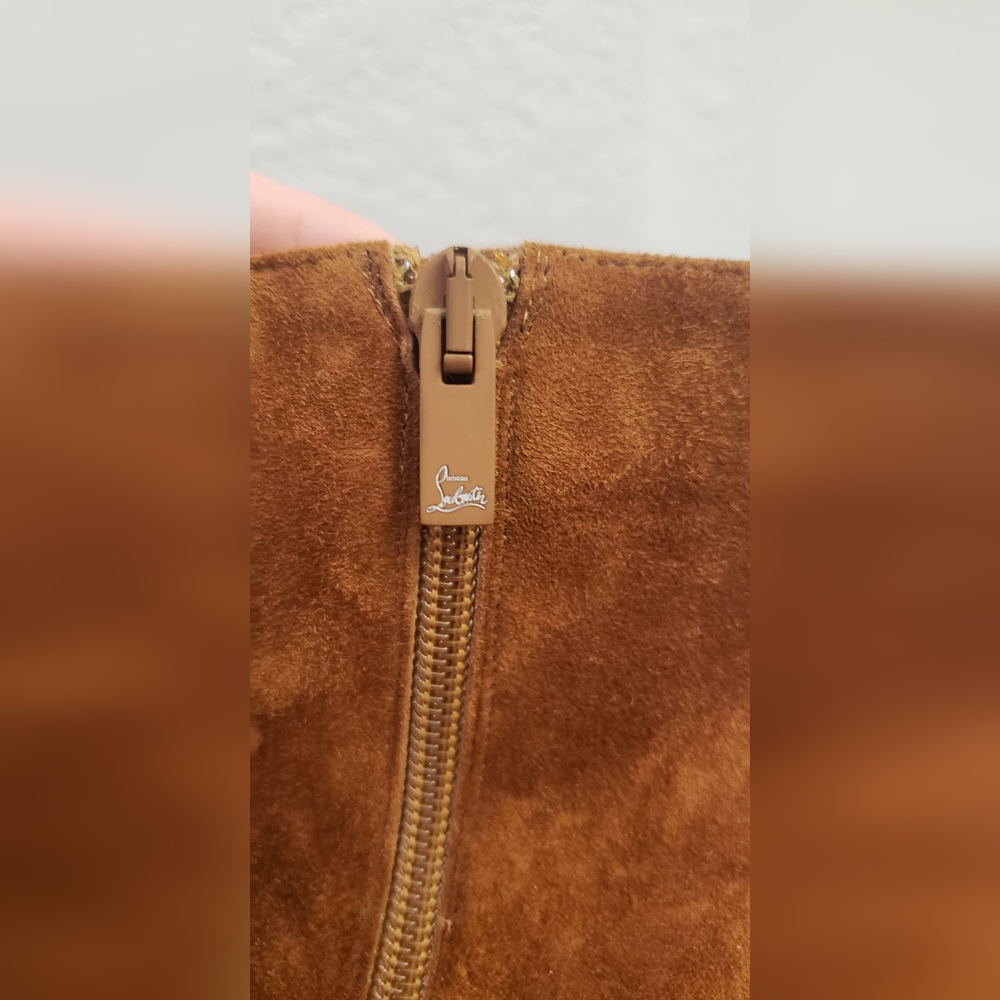 Christian Louboutin Tan Suede Ankle Booties - Picture 3 of 5